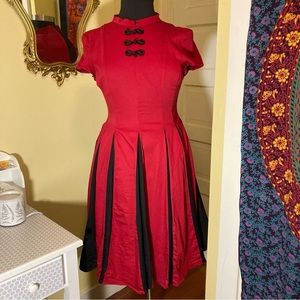 Size Large Unique Vintage Fit & Flare Dress with Cap Sleeves